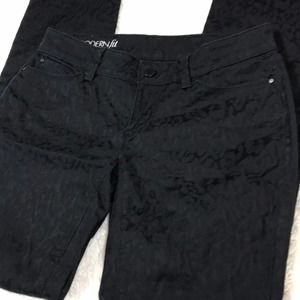 Ann Taylor Modern Fit Black Embossed Animal Print Jean 2P